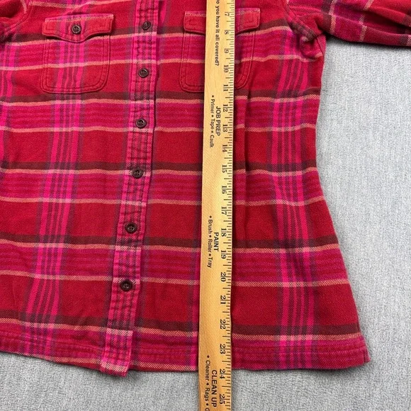Patagonia Shirt Womens 6 Red‎ Plaid Long Sleeve Fjord Flannel Organic Cotton - Picture 7 of 11